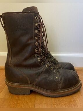 Carolina Linesman Men's 10" Leather Comp Toe Work Boots Brown Size 10 EE Utility